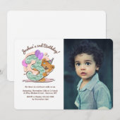 Teddy Bear 3 jaar oude fotouitnodiging Kaart (Voorkant / Achterkant)