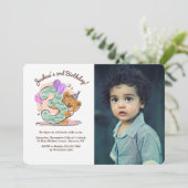 Teddy Bear 3 jaar oude fotouitnodiging Kaart (Staand voorkant)