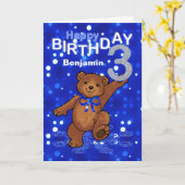 Teddy Bear 3rd Birthday for Boy Kaart (Gele Bloem)