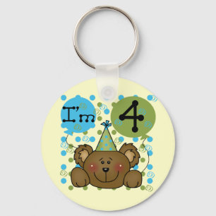 Teddy Bear 4e verjaardag T-shirts en geschenken Sleutelhanger
