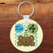 Teddy Bear 4e verjaardag T-shirts en geschenken Sleutelhanger (Voorkant)