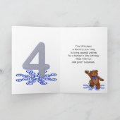 Teddy Bear 4th Birthday for Boy Kaart (Binnen)