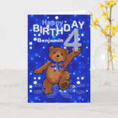Teddy Bear 4th Birthday for Boy Kaart (Gele Bloem)