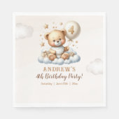 Teddy Bear 4th Birthday Party Napkins Servet (Voorkant)