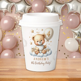 Teddy Bear 4th Birthday Party with Bear theme Papieren Bekers