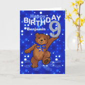 Teddy Bear 9th Birthday for Boy Kaart (Gele Bloem)