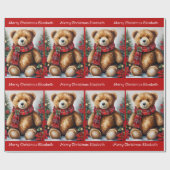 Teddy Bear Add Child's Name Christmas Classic Cadeaupapier (Vlak)