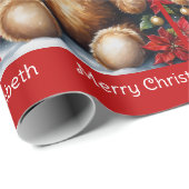Teddy Bear Add Child's Name Christmas Classic Cadeaupapier (Rol Hoek)