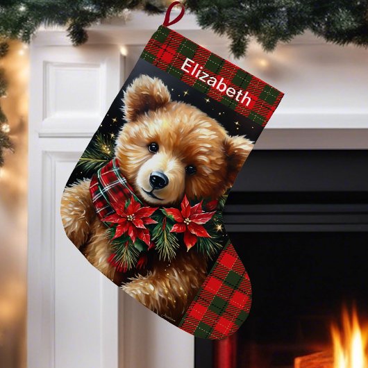 Teddy Bear Add Name Christmas Red Green Grote Kerstsok