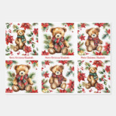 Teddy Bear Add Name Cute Christmas 3 Inpakpapier Vel (Voorkant 3)