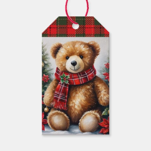 Teddy Bear Add Names Christmas Cadeaulabel (Voorkant)