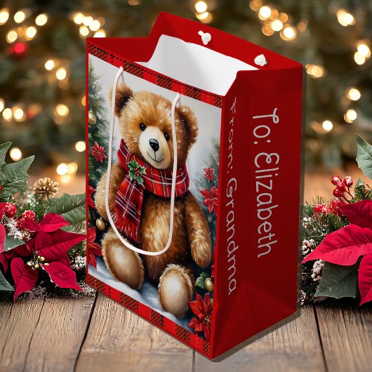 Teddy Bear Add Names Cute Christmas Medium Cadeauzakje