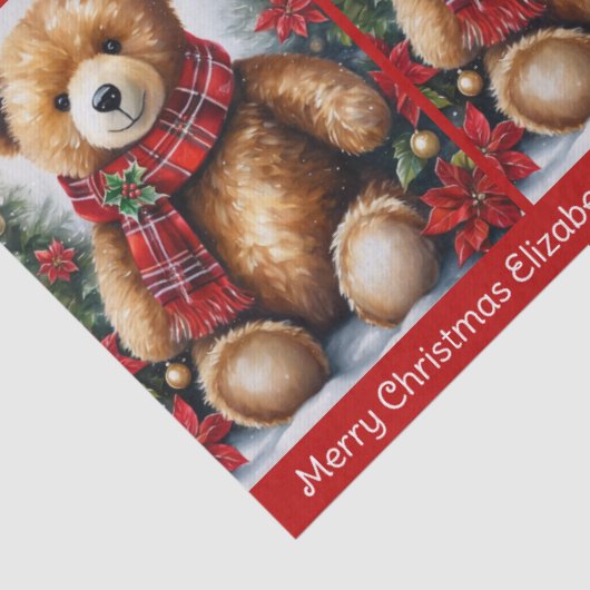 Teddy Bear Add Names Cute Christmas Tissuepapier (Detail)