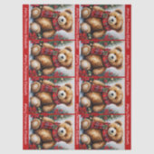 Teddy Bear Add Names Cute Christmas Tissuepapier (Voorkant)