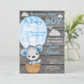 Teddy Bear Adventure Air Balloon Uitnodiging (Staand voorkant)