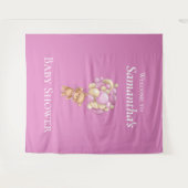 Teddy Bear Adventure Pink Balloons Baby shower Wandkleed (Voorkant (horizontaal))