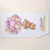 Teddy Bear Adventure Pink Balloons Garden Strandlaken (Voorkant)
