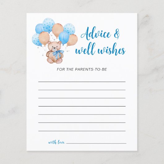 Teddy Bear advies Kaart (Voorkant)