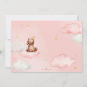 Teddy Bear Air Ballon Pink Cloud Girl Baby shower Kaart (Achterkant)