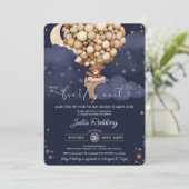 Teddy Bear Air Ballon Twinkelende Ster Baby Shower Kaart (Staand voorkant)