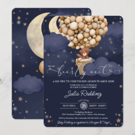 Teddy Bear Air Ballon Twinkelende Ster Baby Shower Kaart