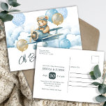 Teddy Bear Air Plane Baby shower Briefkaart<br><div class="desc">Mooie teddybeer waterverf graphics in tinten van bruin,  bruin en blauw. Geweldig baby boy baby shower thema. Waterverf wolken,  luchtballonnen en schattige teddybeer. Aangepaste / gepersonaliseerde baby shower uitnodigingen. Verkrijgbaar als digitale download. Zoek naar overeenkomende objecten in de rubriek Mijn baby shower in de winkel.</div>
