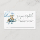 Teddy Bear Air Plane Baby shower Luier Raffle Informatiekaartje (Voorkant)
