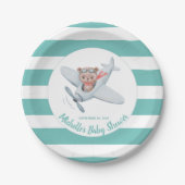 Teddy Bear Airplane Baby shower Genderneutraal Papieren Bordje (Voorkant)