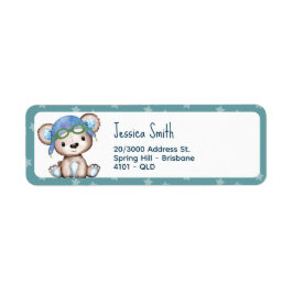 Teddy Bear Airplane Birthday Etiket