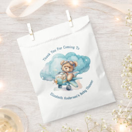Teddy Bear Airplane Boy Baby shower Bedankzakje