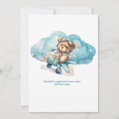 Teddy Bear Airplane Boy Baby shower Invitation Kaart (Achterkant)
