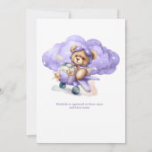 Teddy Bear Airplane Boy Baby shower Invitation Kaart (Achterkant)