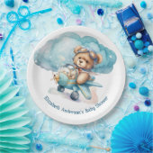 Teddy Bear Airplane Boy Baby shower Papieren Bordje (Feest)
