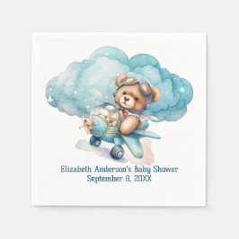 Teddy Bear Airplane Boy Baby shower Servet