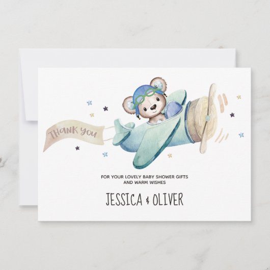 Teddy Bear Airplane Dank u wel! Kaart (Voorkant)