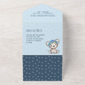 Teddy Bear Airplane Diaper Raffle and Baby shower All In One Uitnodiging (Buitenkant)