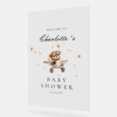 Teddy Bear & Airplane Welkom Baby shower Acryl Bord (Hoek)
