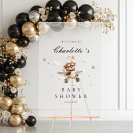 Teddy Bear & Airplane Welkom Baby shower Acryl Bord