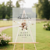 Teddy Bear & Airplane Welkom Baby shower Acryl Bord
