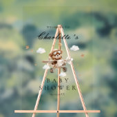 Teddy Bear & Airplane Welkom Baby shower Acryl Bord (Neutraal)