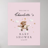 Teddy Bear & Airplane Welkom Baby shower Poster (Voorkant)