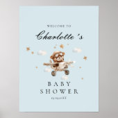 Teddy Bear & Airplane Welkom Baby shower Poster (Voorkant)
