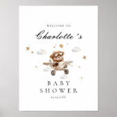 Teddy Bear & Airplane Welkom Baby shower Poster (Voorkant)