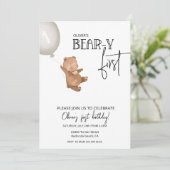 Teddy bear and balloon Bear-y first 1st birthday Kaart (Staand voorkant)