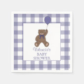 Teddy Bear and Balloon Purple Baby Shower Servet (Voorkant)