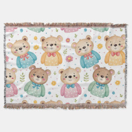 Teddy bear and flowers deken