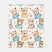 Teddy bear and flowers fleece deken (Voorkant)