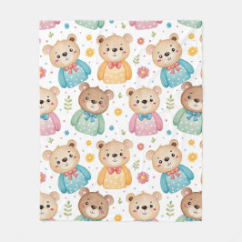 Teddy bear and flowers fleece deken