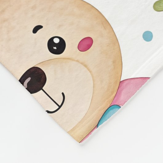 Teddy bear and flowers fleece deken (Hoek)