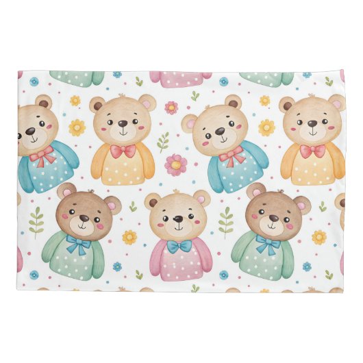 Teddy bear and flowers kussensloop (Achterkant)